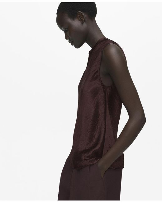 Mango Purple Wrinkled-effect Satin Blouse