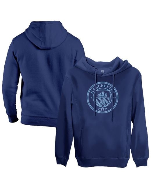 1863fc Blue Manchester City Mono Badge Fleece Pullover Hoodie for men