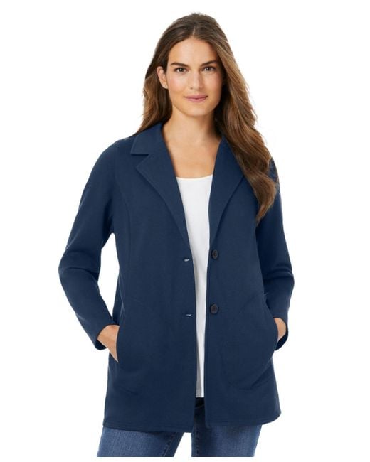 Woman Within Blue Within Knit Blazer
