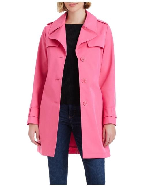 Kate Spade Pink Short Single-breasted Pleated Back Trench Coat