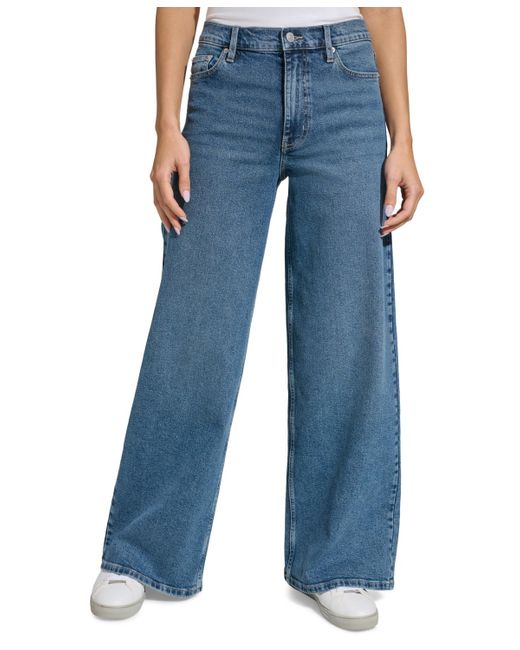 Calvin Klein Blue High-rise Wide-leg Stretch Jeans