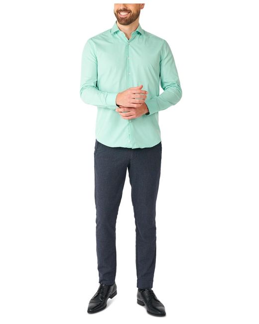 Opposuits Green Long-sleeve Magic Mint Solid Shirt for men