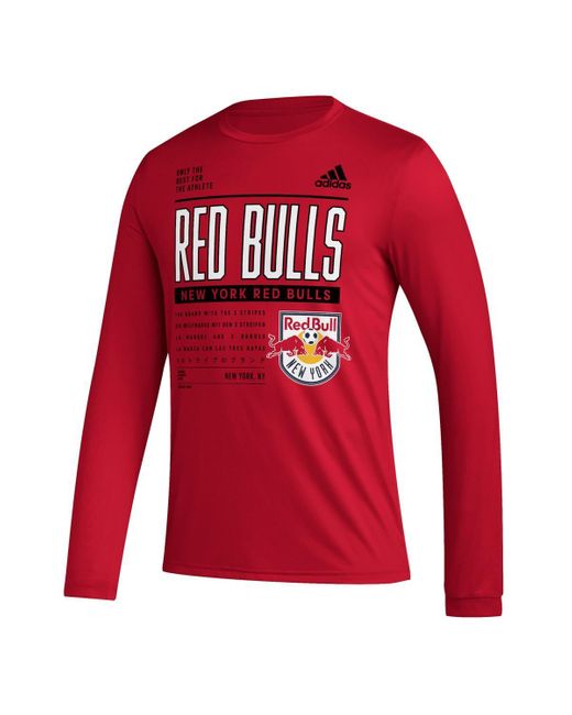 Adidas Red New York Bulls 2023 Club Dna Long Sleeve Aeroready T-shirt for men