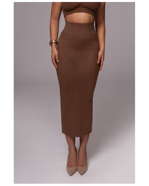 JLUXLABEL Brown Phoenix Suede Skirt
