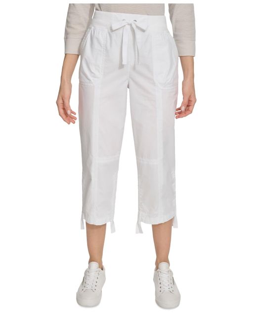 Calvin Klein White Convertible Cargo Capri Pants