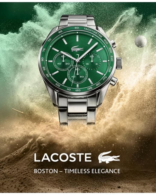 Lacoste Green Boston Chronograph -tone Stainless Steel Bracelet Watch 42mm for men