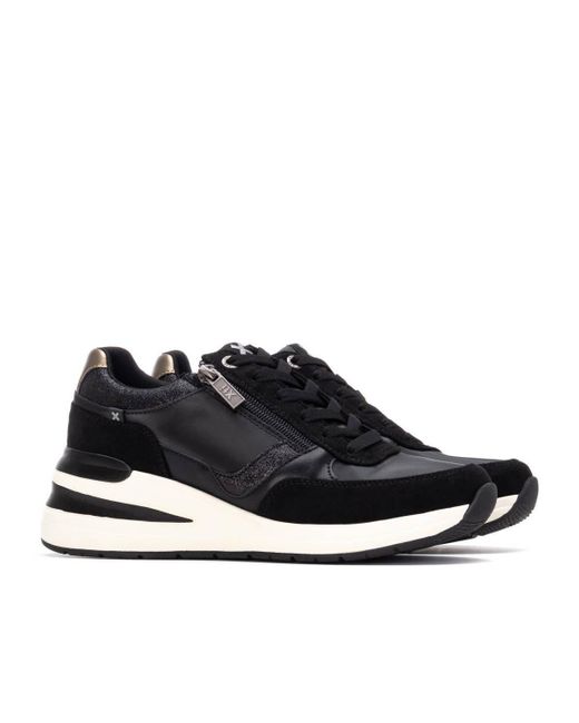Xti Black Wedge Sneakers By