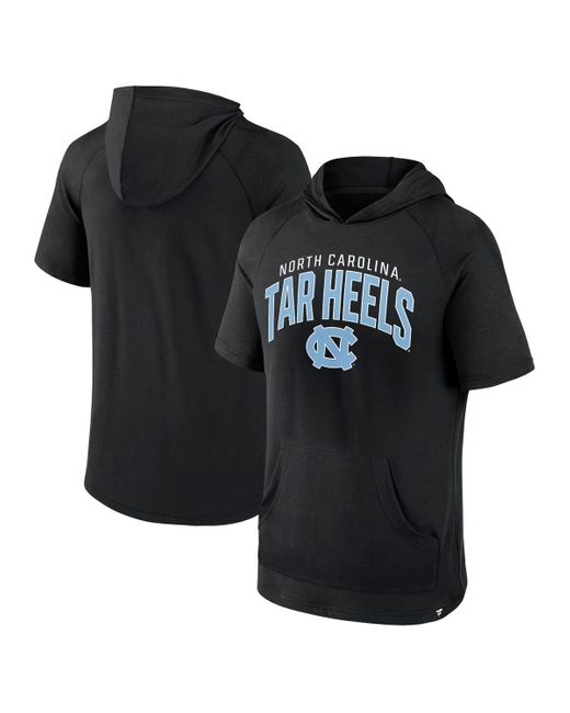 Fanatics Black North Carolina Tar Heels Double Arch Raglan Short Sleeve Hoodie T-shirt for men