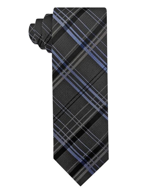 Steve Harvey Black Van Heusen Plaid Tie for men