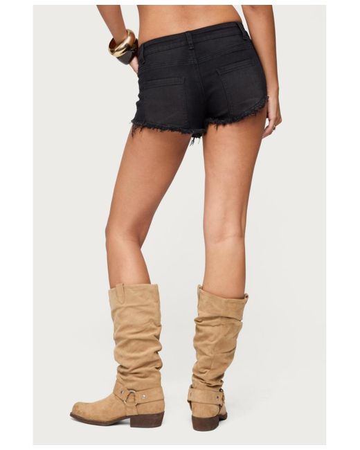 Edikted Black Studded Low Rise Denim Micro Shorts