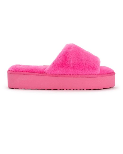 Muk Luks Black Platform Slide Slipper