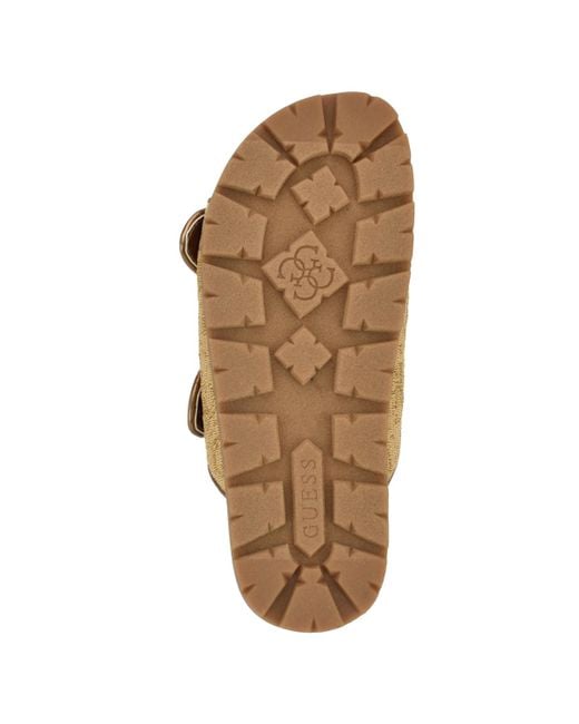 Guess Brown Fasten Double-buckle Footbed Sandals
