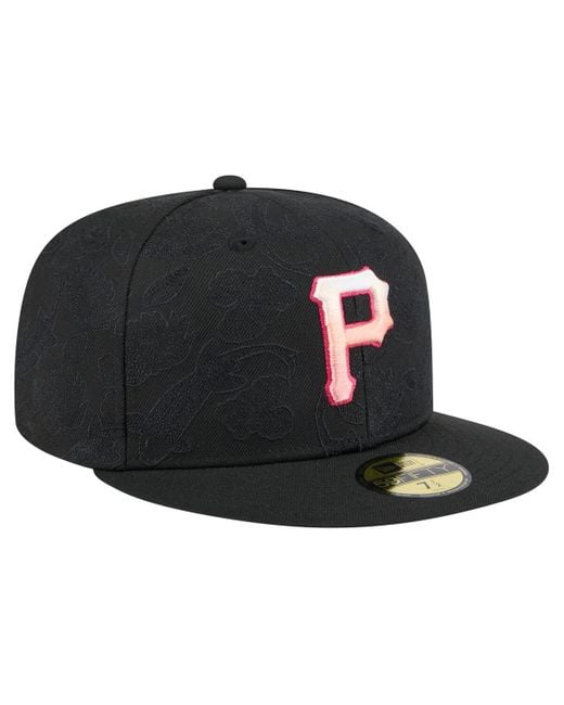KTZ Black Pittsburgh Pirates Tonal Koi 59fifty Fitted Hat for men