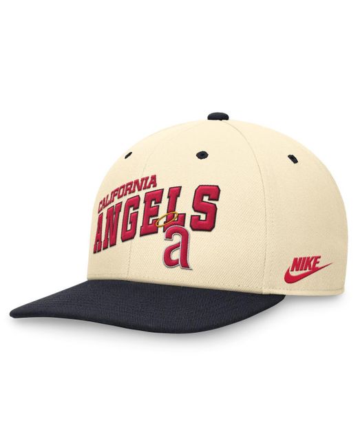 Nike Pink Cream/navy California Angels Rewind Cooperstown Collection Performance Snapback Hat for men