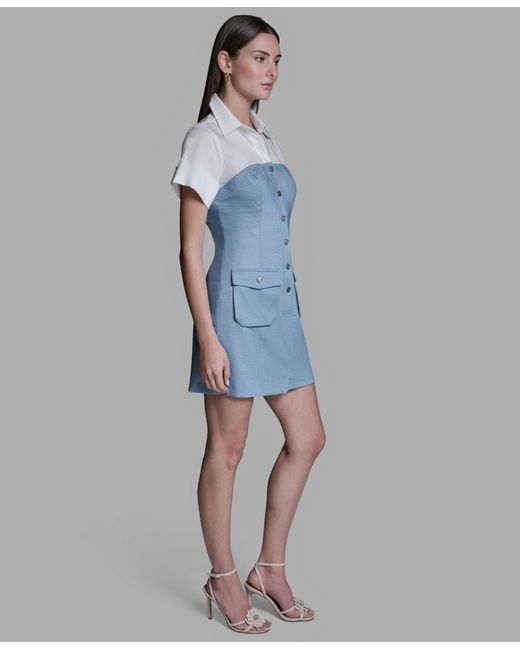 bcbgmaxazria blue dress BCBG MAX AZRIA STRETCH JERSEY MINI DRESS LARGE