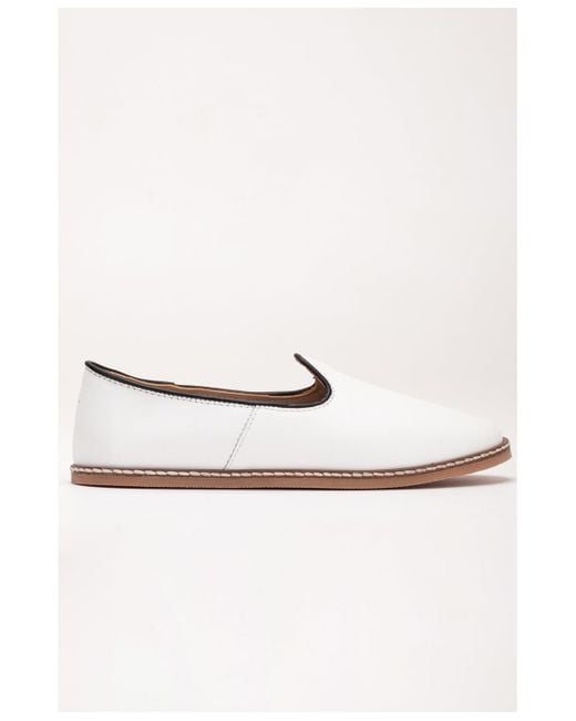 Epilogue Shoes White Dalya Leather Slip On Flats ()