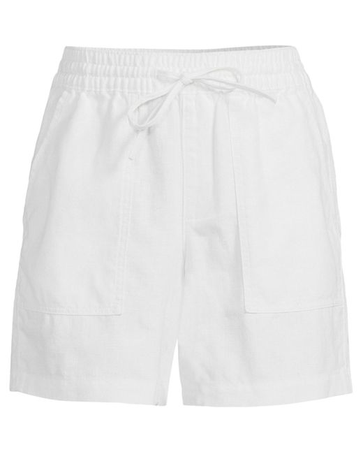 Lands' End White High Rise Drawstring A-line 7" Linen Shorts
