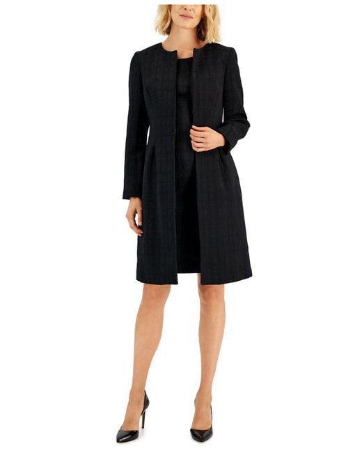 Le Suit Jacquard Long Jacket & Sheath Dress in Black | Lyst