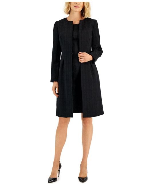 Le Suit Jacquard Long Jacket & Sheath Dress in Black Lyst
