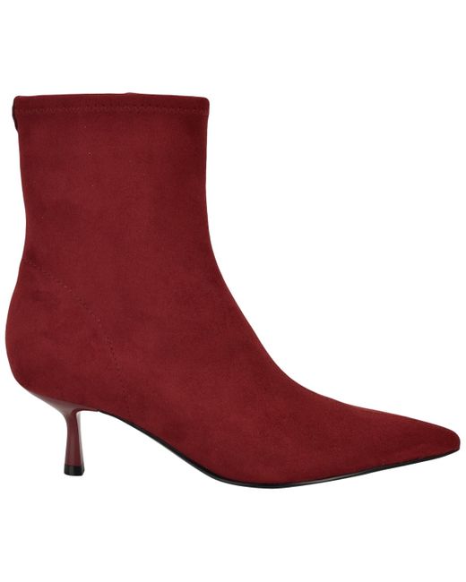Guess Red Yanka Pointed Toe Kitten Heel Dress Booties