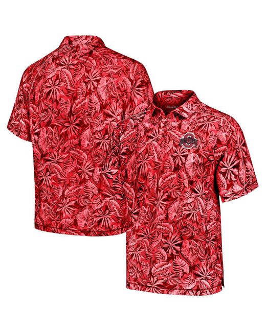Tommy Bahama Red Scarlet Buckeyes Tropical Score Island Zone Polo for men