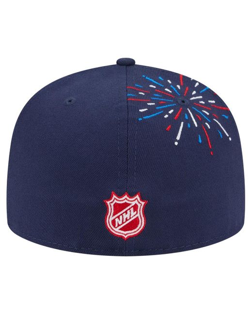 KTZ Blue Detroit Red Wings Americana Fireworks 59fifty Fitted Hat for men