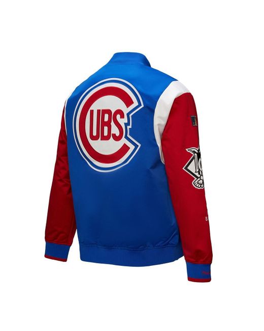 Mitchell & Ness Blue /red Chicago Cubs Cooperstown Collection Team Origins Satin Full-snap Jacket for men