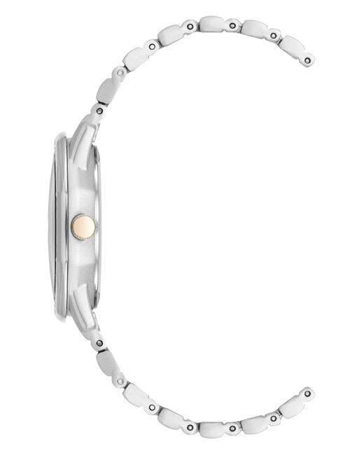 Anne Klein Metallic Quartz Crystal Accented Octagonal Two-tone Alloy Metal Bracelet Watch