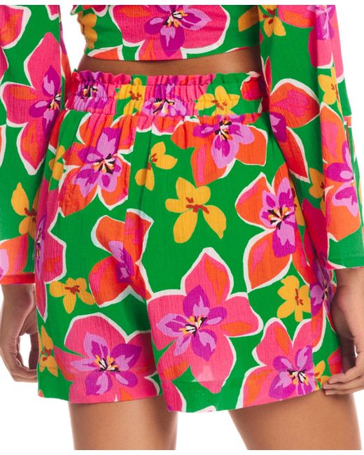 Sanctuary Pink Cotton Paperbag-waist Cover-up Shorts
