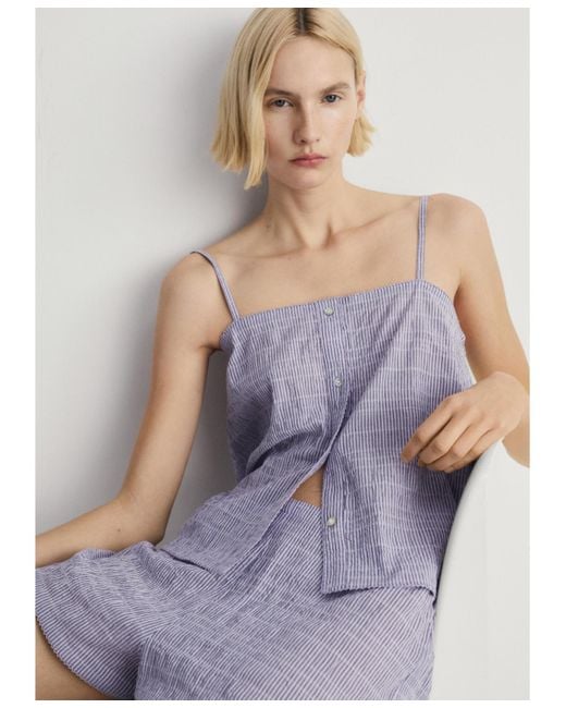 Mango Purple 2-piece Seersucker Stripe Cotton Pajama Set