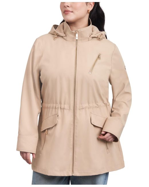 Michael Kors Natural Michael Plus Size Hooded Water-resistant Anorak Coat