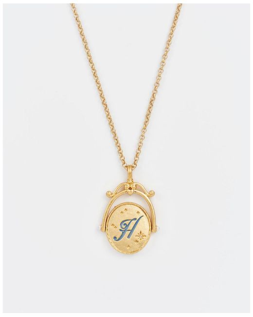 Fable England White Hydrangea Initial Spinner Necklace