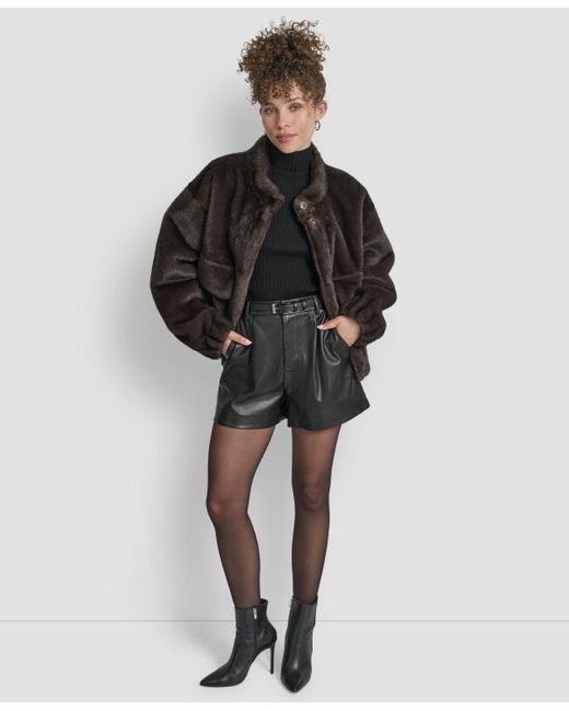 DKNY Black Collar Neck Bomber Coat