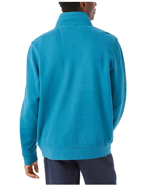 Download Nautica Solid Quarter Zip Fleece Pullover in Blue for Men ...