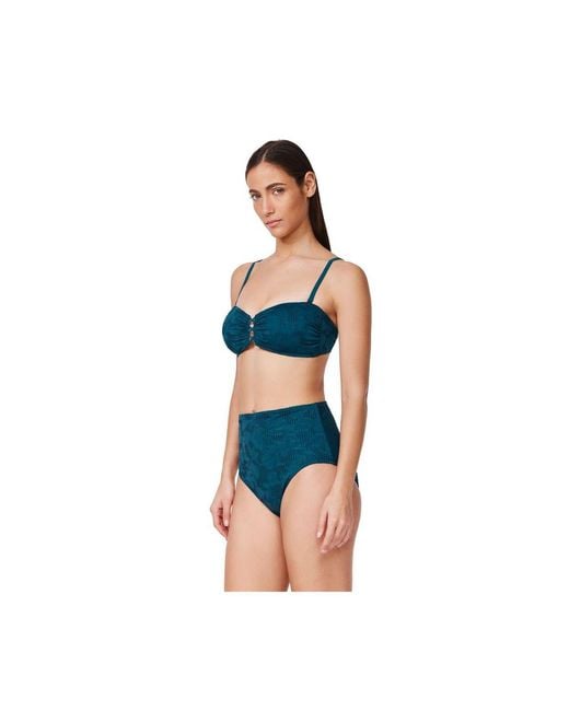 Gottex Blue Jolene Textured Bandeau Bikini Top