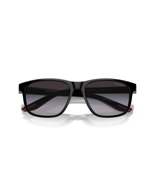 Prada Black Linea Rossa Rectangle Sunglasses for men