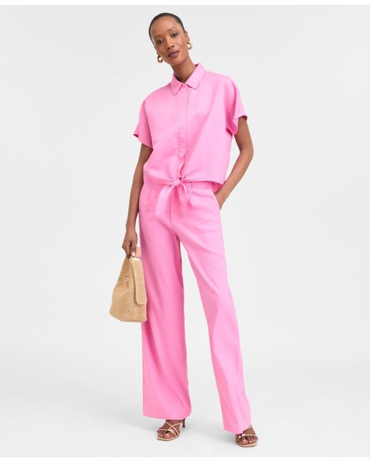 INC International Concepts Pink Tie-front Blouse