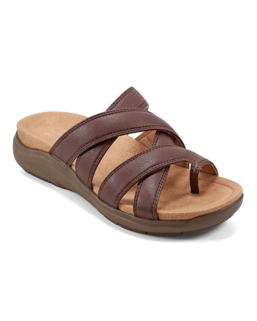 Easy Spirit Brown Westly Strappy Casual Flat Sandals