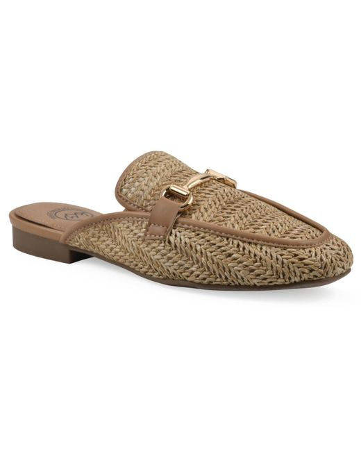 White Mountain Brown Bobbin Slip-on Mules