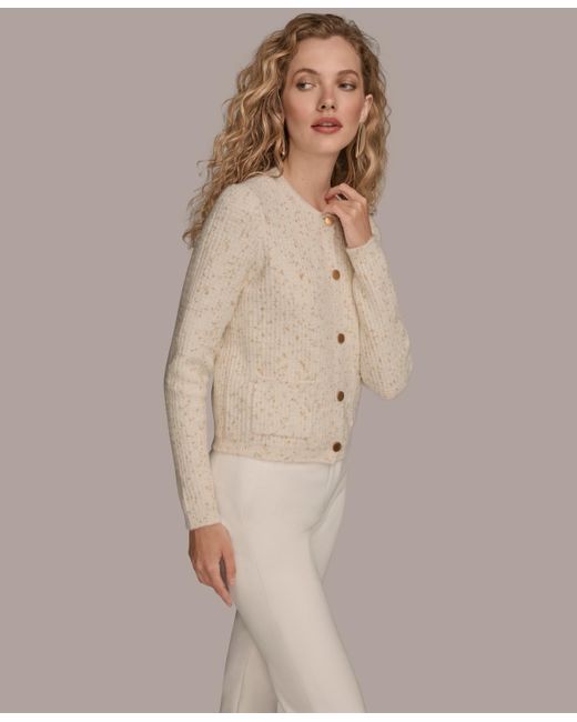 Donna Karan Natural Metallic Cardigan Sweater