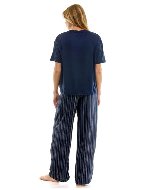 Roudelain Blue Open Leg Flannel Sleepwear Pants