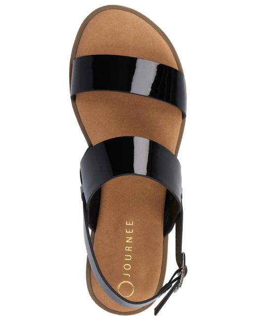 Journee Collection Black Lavine Round Toe Flat Sandals