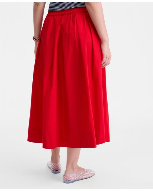 On 34th Pull-on Midi Circle Skirt in Red | Lyst