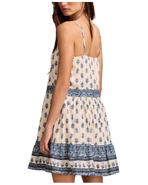 Lucky Brand Blue Border Print Mini Dress