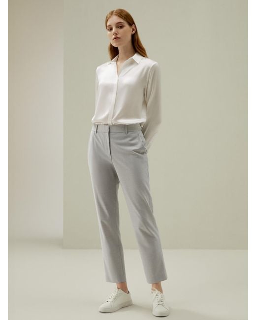 LILYSILK White Basic Concealed Placket Silk Shirt