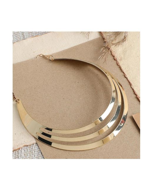 SOH Metallic Lined Statement Necklace