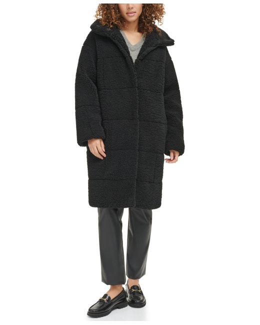 Levi's Black Long Quilted Teddy Coat