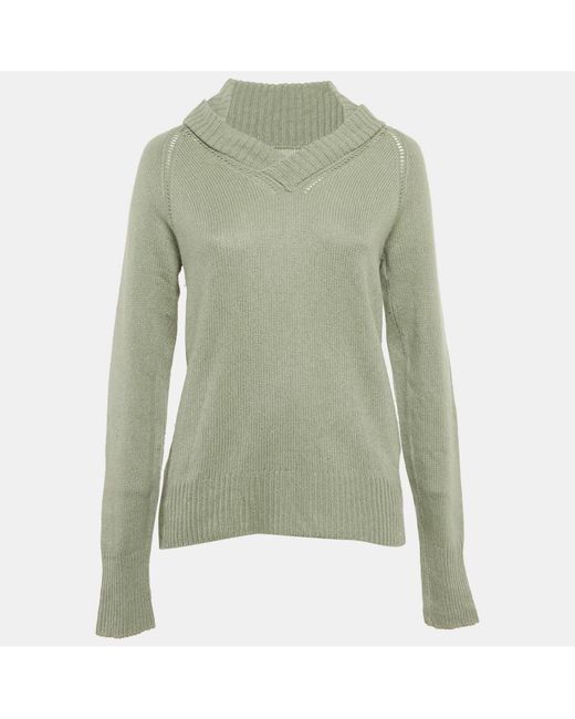 Pre-owned Burberry Prorsum Green Cashmere Knit Sweater