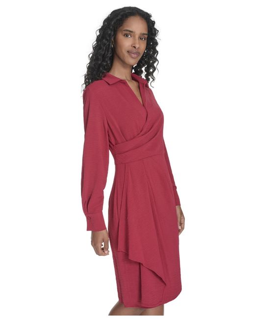 Calvin Klein Collared Long-sleeve A-line Dress