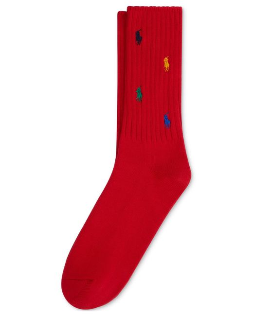 Polo Ralph Lauren Red Rainbow Pony Crew Socks for men